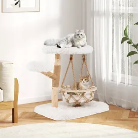 Meilleurs prix pour GIANTEX Arbre à Chat 66 CM en Bois de Poirier Griffoir Jute Coussin Amovible & Lavable Beige (Hauteur 66CM)