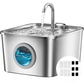 Meilleurs prix pour Fontaine a Eau Chat INOX-26L Fontaine à Eau pour Chat Acier Inoxydable Automatique Silencieuse Fil avec Système de Quadruple