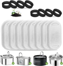 Comparer les prix de Filtres pour Fontaine a Eau Chat,8+8 pièces Filtre à Charbon et Une éponge en Mousse pour Chat en Acier Inoxydable de 3.2L