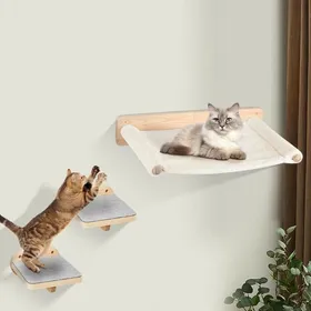 Meilleurs prix pour YIYI. LIT MURAL POUR CHAT - CADRE DESCALADE POUR CHAT À STRUCTURE SOLIDE - 61*40*15CM - BEIGE ET GRIS.