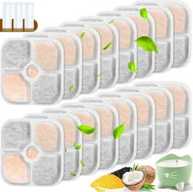 Comparer les prix de Pixi 16pcs filtres de fontaine pour chat avec 3 tuyaux,filtre de rechange,compatible avec fontaine à eau Pixi de 2,5l,triple