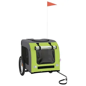 Comparer les prix de Remorque de vélo pour animaux - JILL - Vert et gris - Tissu Oxford fer PVC - 125x64x66 cm - Cabine 50x70x50 cm