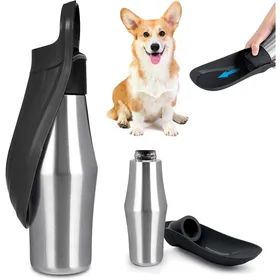 Comparer les prix de Gourde pour chien - ULISEM - 750 ml - Pliable à 180° - Portable - Acier inoxydable - Noir