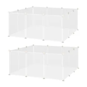 Meilleurs prix pour Enclos parc modulable pour petits animaux PawHut 24 panneaux pour lapin, hamster, chiot, cochon 105 x 105 x 45 cm blanc