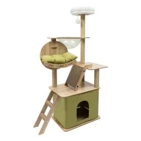 Comparer les prix de Arbre à chat -Capacité de charge : 10kg - Avec planche à gratter pour chat, escalier et capsule spatiale - 3 plateform