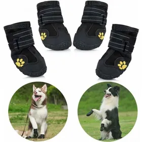 Comparer les prix de Bottes de protection pour chien - 4pcs imperméables moyennes grandes tailles - Noir Étiquette