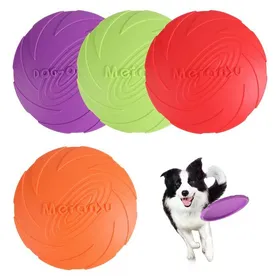 Comparer les prix de 4 Frisbees en Caoutchouc pour Chien Jouet pour Terre et Eau Entraînement au Lancer - Orange Rouge Vert Violet