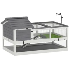 Comparer les prix de Terrarium tortue bois 116x705x695 cm deux niveaux cache‑cache terrasse solaire support lampe intérieur maison