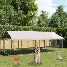 Comparer les prix de Argent Chenil extérieur avec toit 400x200x150 cm - Niches & enclos pour chiens H1070