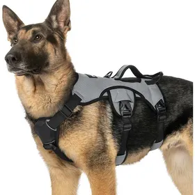 Comparer les prix de rabbitgoo Harnais pour Chien avec Poignée de Levage Harnais Réglables pour Animaux de Compagnie Facile à Contrôler XL Gris