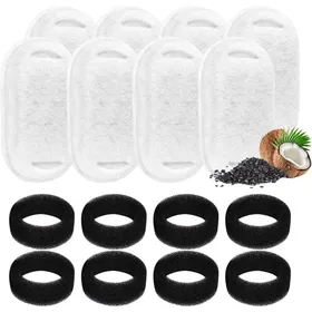 Meilleurs prix pour 16 Packs Fontaine Fleur pour Chat Filtre Charbon 8 pices et Une ponge en Mousse pour chat en acier inoxydable de 32L PZCC