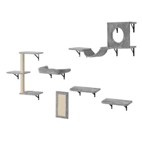 Comparer les prix de Étagères Murales Pour Chat,Lot De 6,Ensemble De Meubles Muraux,Plateformes À Sauter,Hamac,Canapé,Perchoir,Arbre À Chat,18,14 Kg,Ét