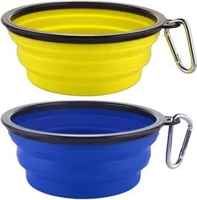 Meilleurs prix pour 2 gamelles pour chien en silicone de 350 ml avec mousqueton, portables et pliables, adaptées aux voyages