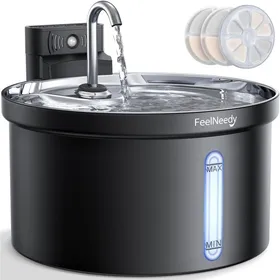 Meilleurs prix pour Fontaine À Eau Chat Sans Fil 35L Fontaine Pour Chats Acier À Pile Séparation De LEau Et De LÉlectricité-Avec Capteur-Noir