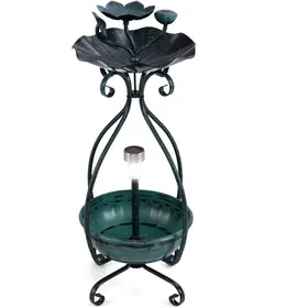 Comparer les prix de GIANTEX Mangeoire Oiseaux Exterieur Hauteur 79 CM Abreuvoir d’Oiseaux sur Pied Lumière LED Solaire Cadre en Métal (Bronze)