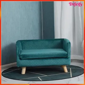 Meilleurs prix pour Lit canapé pour chien - AKOZON - 7131 - design scandinave - velours bleu canard - coussin amovible