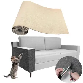 Meilleurs prix pour Tapis griffoir pour Chat adhésif 200x60x0.4cm Tapis grattoir Protection canape Chat Anti Griffe (Khaki)