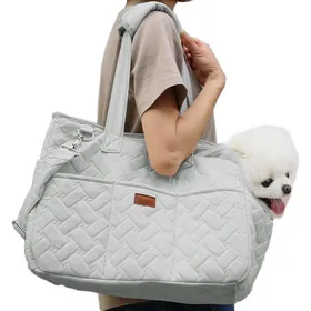 Comparer les prix de Sac de transport souple matelassé pour chats idéal pour les loisirs et les voyages avec votre chien Sac à main avec poche (gris)