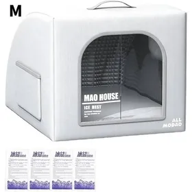 Comparer les prix de Niche rafraîchissante pour chatNiche portable pliable et résistante aux intempéries–Avec 4 blocs de glace réutilisables–50x40x35cm