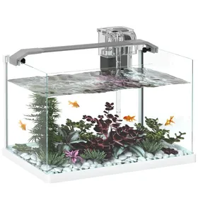 Meilleurs prix pour Aquarium - PawHut - avec lumières LED, pompe à filtre - en verre 20L - pour poissons rouges, poissons combattants - blanc