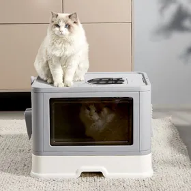Comparer les prix de B.LIVEM Bac à litière pour chat Extra Large - Maison de chat fermée - Résistant aux odeurs - Tiroir - Gris