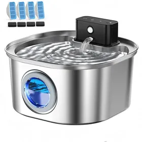 Meilleurs prix pour Fontaine à eau pour chat sans fil - Phoesky - 32 L - Acier inoxydable - Batterie 4000 mAh - Fonctionnement automatique