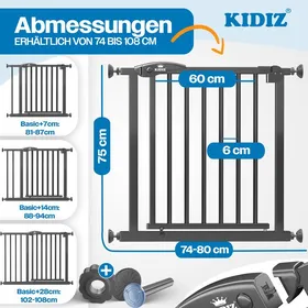 Meilleurs prix pour Barrière de sécurité enfants et animaux - KIDIZ - Dimensions ajustables 88-101 cm - Hauteur 75 cm