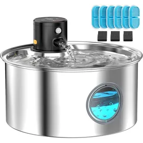 Meilleurs prix pour Fontaine à Eau pour Chat avec Détecteur de Mouvement - Acier Inoxydable - Réservoir 32 L