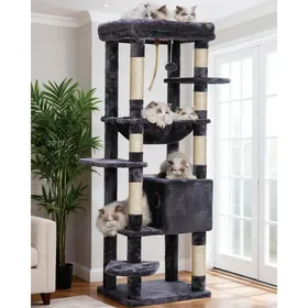 Meilleurs prix pour Arbre à chat XXL - JOZSI - Tour 152 cm pour gros chats 9 kg multi-niveaux avec plateforme peluche et panier doudou intérieur