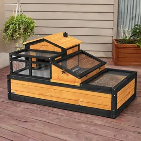 Comparer les prix de Enclos pour tortue à 2 niveaux en métal sunny yellow - spacieux avec 3 zones et tiroir amovible
