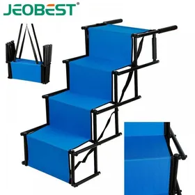 Comparer les prix de JEOBEST Escalier pour Chien Porteur de 75 kg Escalier Pliable pour Animaux 4 Marches Bleu