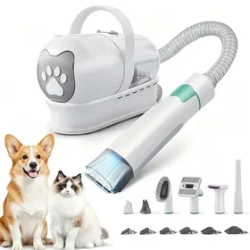 Comparer les prix de Tondeuse pour Chien 7 en 1 Aspirateur pour Animaux 13000PA Kit de toilettage Bac à Poussière 1 L 3 vitesses pour chien et chat