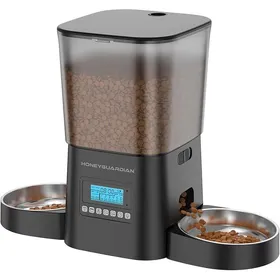 Meilleurs prix pour Distributeur Croquettes Chat Automatique Double 2 Goulottes de Distribution de Nourriture Séparées Automatique