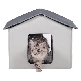 Meilleurs prix pour Niche Chauffante pour Chat-Duoku-Abri dextérieur pour Chat-Tissu Oxford 600D Pliable-Coussin Chauffant pour lhiver