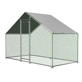 Meilleurs prix pour Enclos poulailler 45m² parc grillagé 3x15x2m avec serrure de sécurité et tissu PE imperméable clôture extérieure en métal
