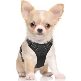 Meilleurs prix pour Harnais Chien Anti Traction - LON® - Réfléchissant Réglable - Noir Taille S - Attache Avant pour Petit Chien
