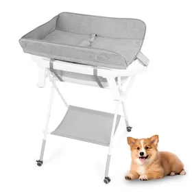 Comparer les prix de FLASIDU Baignoire pour animaux de compagnie pliable Baignoire pliable pour chiots et chats portable 3 réglages4 roulettesGris