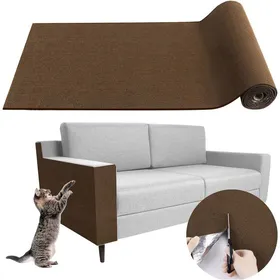 Comparer les prix de Tapis griffoir pour Chat adhésif 100x60x0.4cm Tapis grattoir Protection canape Chat Anti Griffe (Brown)