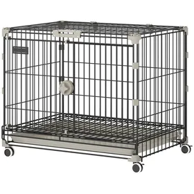 Comparer les prix de LIA Cage pour Chien Pliable Plateau Amovible Roues avec Freins Toit Ouvrant Porte de Nourrissage 605x455x545cm Noir