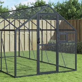 Comparer les prix de Volière en aluminium - vidaXL - 179x4x185 m - Anthracite - Grille métallique - Porte verrouillable