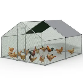 Meilleurs prix pour VOUNOT® Enclos poulailler en metal galvanise et grillage avec bache PE 300x300x200cm