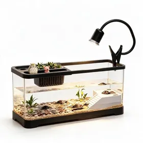 Meilleurs prix pour Kit complet daquarium avec couvercle lumière LED et filtre aquarium en plastique 37 6 x 21 x 21 cm pour Betta noir