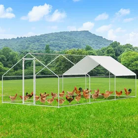 Meilleurs prix pour Aopunly Enclos Poulailler 3×6×2 m – Structure en acier galvanisé volière extérieure parc pour petits animaux avec po
