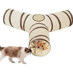 Comparer les prix de Tunnel pour Chat Pliable en Forme de Y – Jouet d’Éveil pour Chaton et Chat – Aire de Jeu avec Rangement Facile