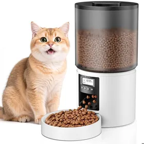 Meilleurs prix pour Distributeur Automatique Croquettes Chat / Chien - Fonction Vocale 10s - 4L - Conception anti-obstruction - 6 Repas par Jour
