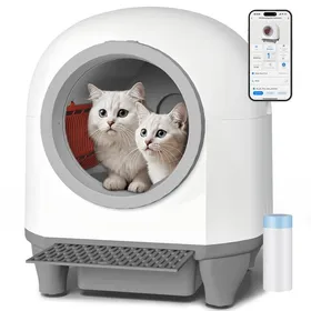 Comparer les prix de Litiere Autonettoyante Chat 90L, Bac à Litière pour Chat , Programmable via Bluetooth/WiFi, Bac à Litière Silencieux