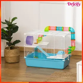 Comparer les prix de Cage à hamster - AKOZON - 7862 - 3 niveaux - grand tunnel - 59x36x47 cm