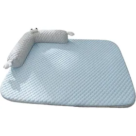 Meilleurs prix pour Tapis rafraîchissant pour chien et chat 65x50cm - Tapis frais respirant lavable design animaux grands yeux - Coussin lit Bleu