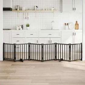 Meilleurs prix pour vidaXL Barrière pour chiens avec porte 6 panneaux bois de sapin massif barrière de sécurité pour animaux de compagnie 352285