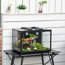 Meilleurs prix pour Terrarium pour tortues terrestres et reptiles 60 x 40 x 405 cm noir avec thermomètre 18-34 ℃